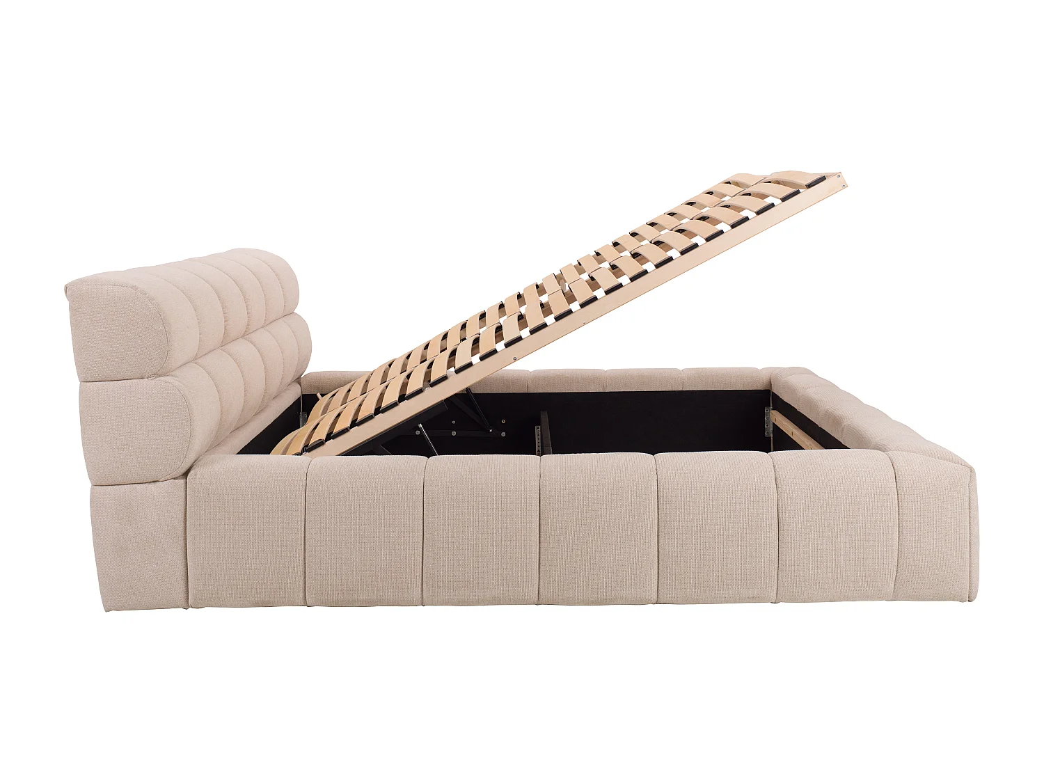 Letto con contenitore 160 x 200 cm Tessuto Beige - FORVIK