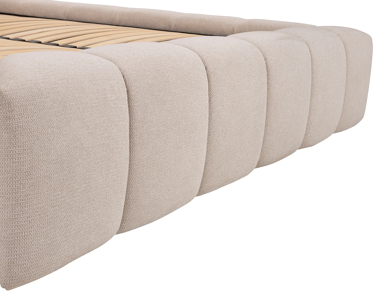 Letto con contenitore 160 x 200 cm Tessuto Beige - FORVIK