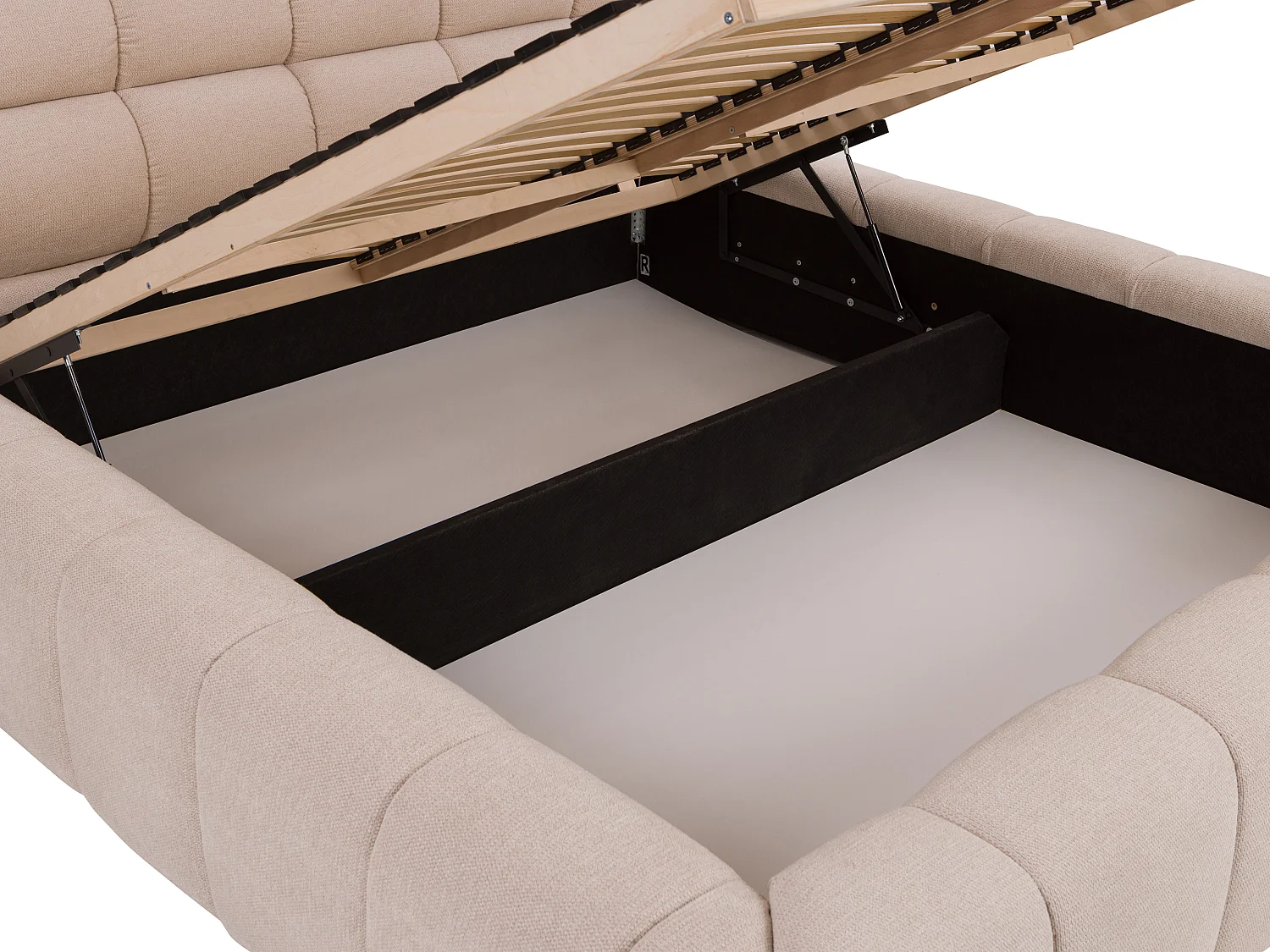 Letto con contenitore 160 x 200 cm Tessuto Beige - FORVIK