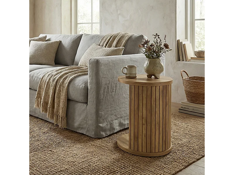 Table d'Appoint en C – Table de Canapé 2 Étages avec Rangement, Design Ovale pour Petit Espace et Chambre, 60x40x63 cm