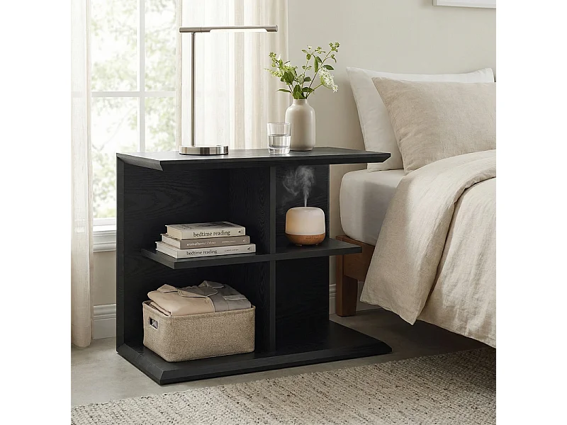 Table d'Appoint Industrielle 4 Étagères – Table Basse & Table de Chevet Noire, Large Rangement pour Salon et Chambre, 80x40x60 cm