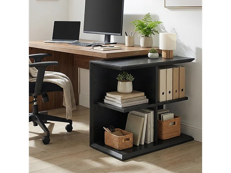 Table d'Appoint Industrielle 4 Étagères – Table Basse & Table de Chevet Noire, Large Rangement pour Salon et Chambre, 80x40x60 cm