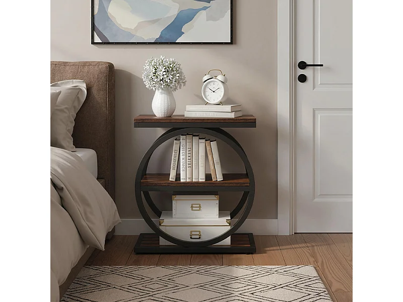 Table d'appoint étroite à 3 Niveaux, Table Basse en Bois, Avec étagère, Peut être utilisé comme canapé de salon à proximité