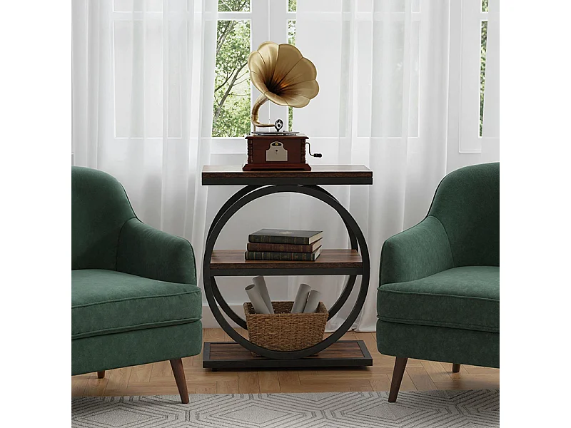 Table d'appoint étroite à 3 Niveaux, Table Basse en Bois, Avec étagère, Peut être utilisé comme canapé de salon à proximité