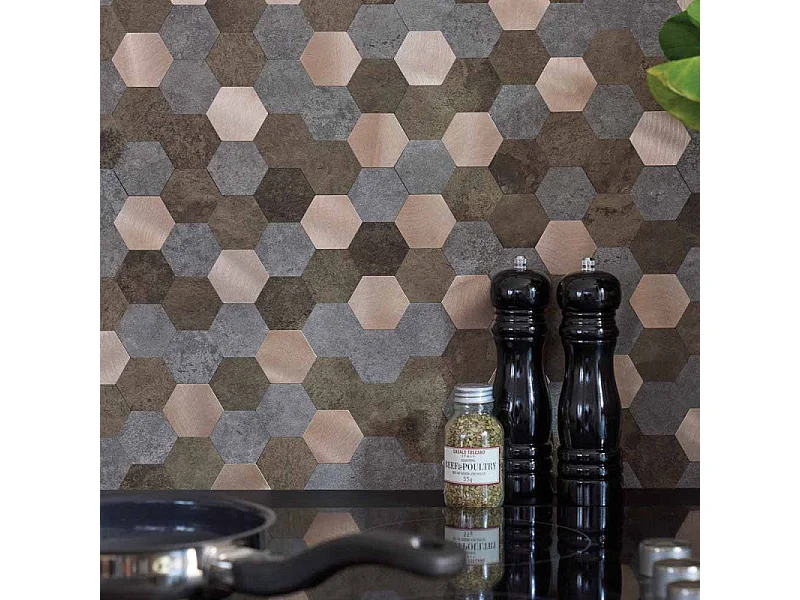 Protocole Home Crédence adhésive premium brun multi-tons, lessivable et imperméable.