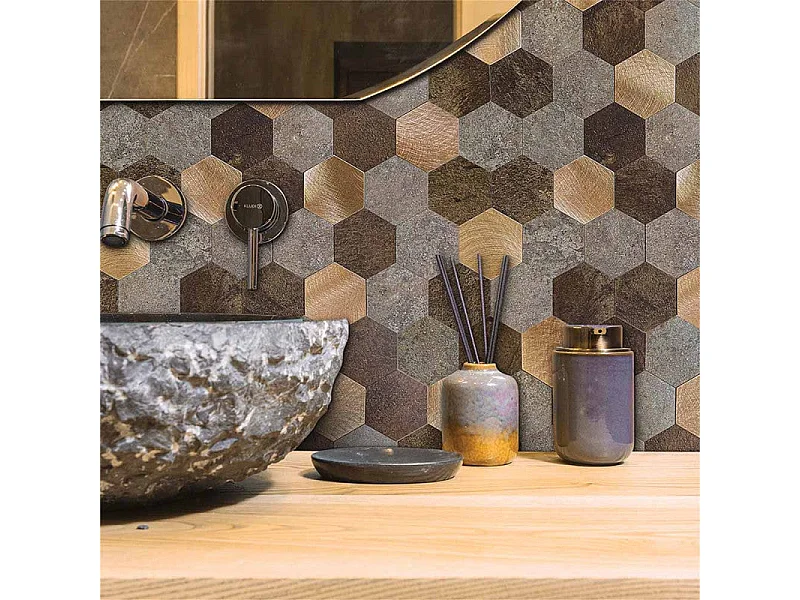 Protocole Home Crédence adhésive premium brun multi-tons, lessivable et imperméable.