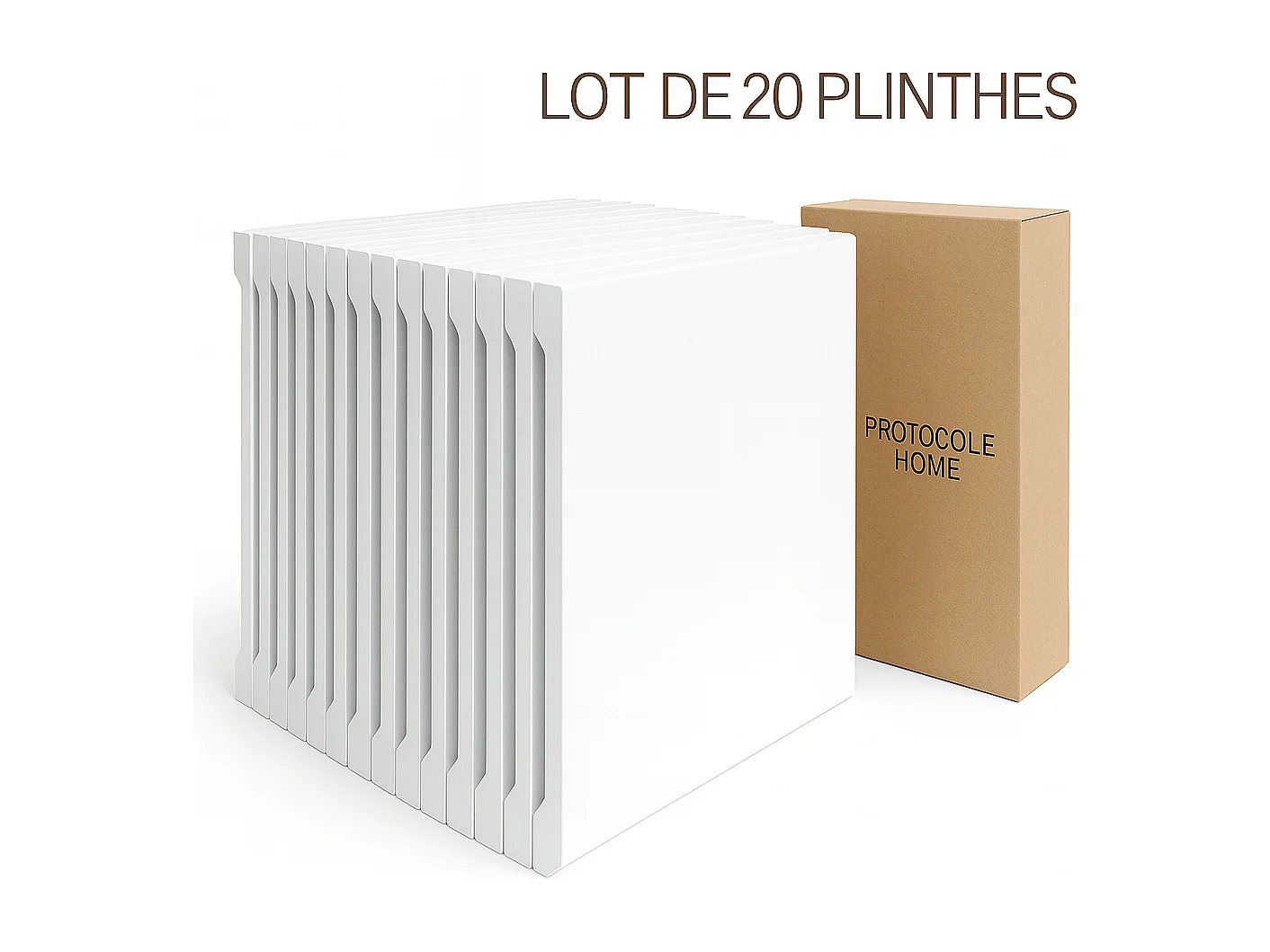 Protocole Home Plinthe polymère peignable 70 mm x 2400 mm, blanc mat, ép. 14 mm, finition décorative, adaptée aux pièces d'eau.