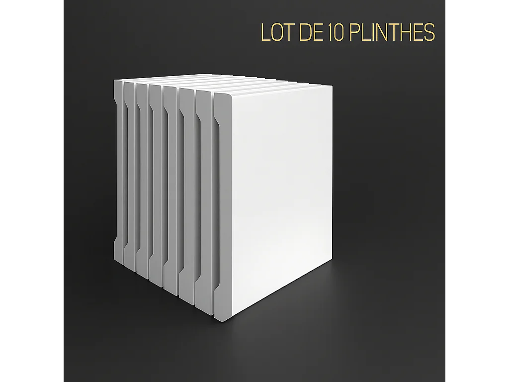 Protocole Home Plinthe polymère peignable 70 mm x 2400 mm, blanc mat, ép. 14 mm, finition décorative, adaptée aux pièces d'eau.