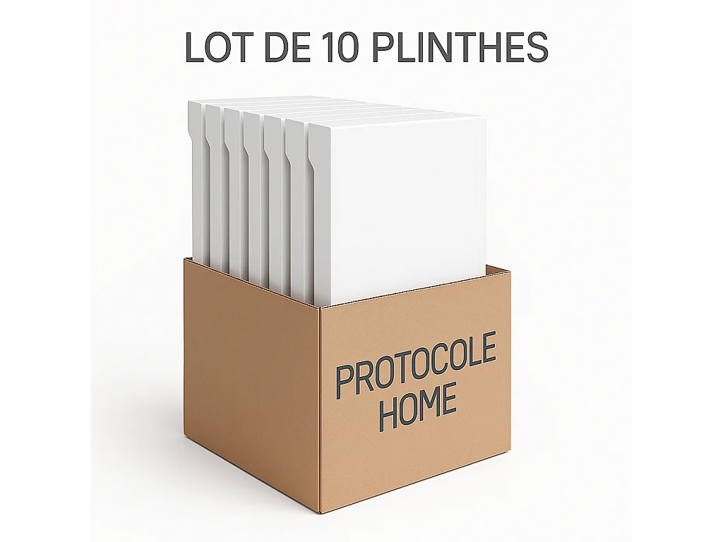 Protocole Home Plinthe polymère peignable 70 mm x 2400 mm, blanc mat, ép. 14 mm, finition décorative, adaptée aux pièces d'eau.