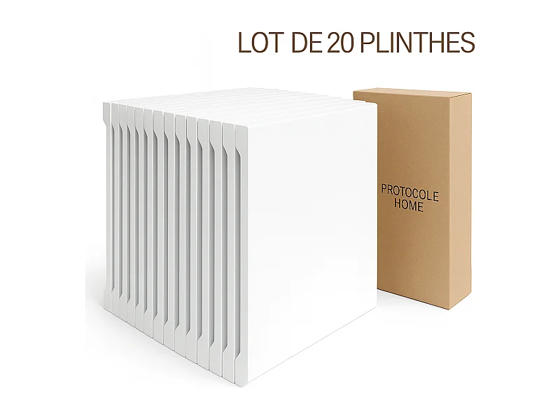 Protocole Home Plinthe polymère peignable 70 mm x 2400 mm, blanc mat, ép. 14 mm, finition décorative, adaptée aux pièces d'eau.