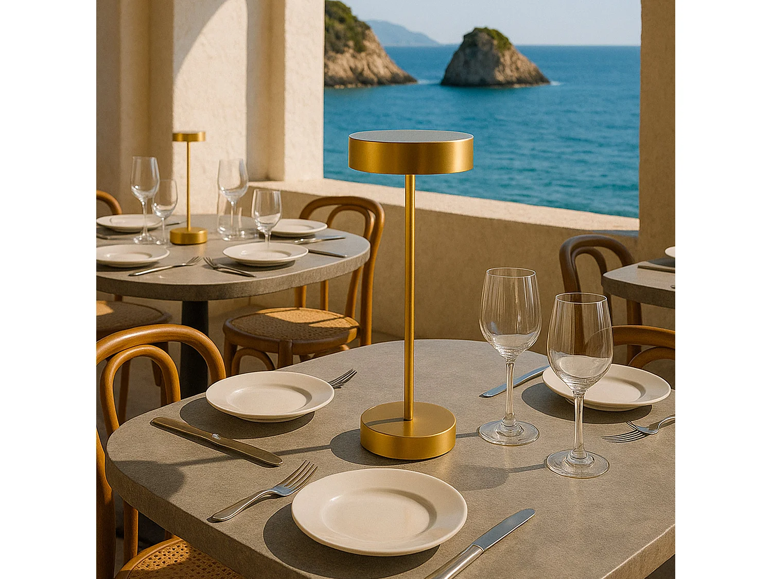 Lampe de table sans fil aluminium SANDY Or H33 cm