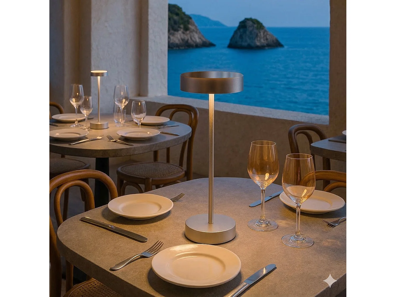 Lampe de table sans fil aluminium SANDY Chrome H33 cm