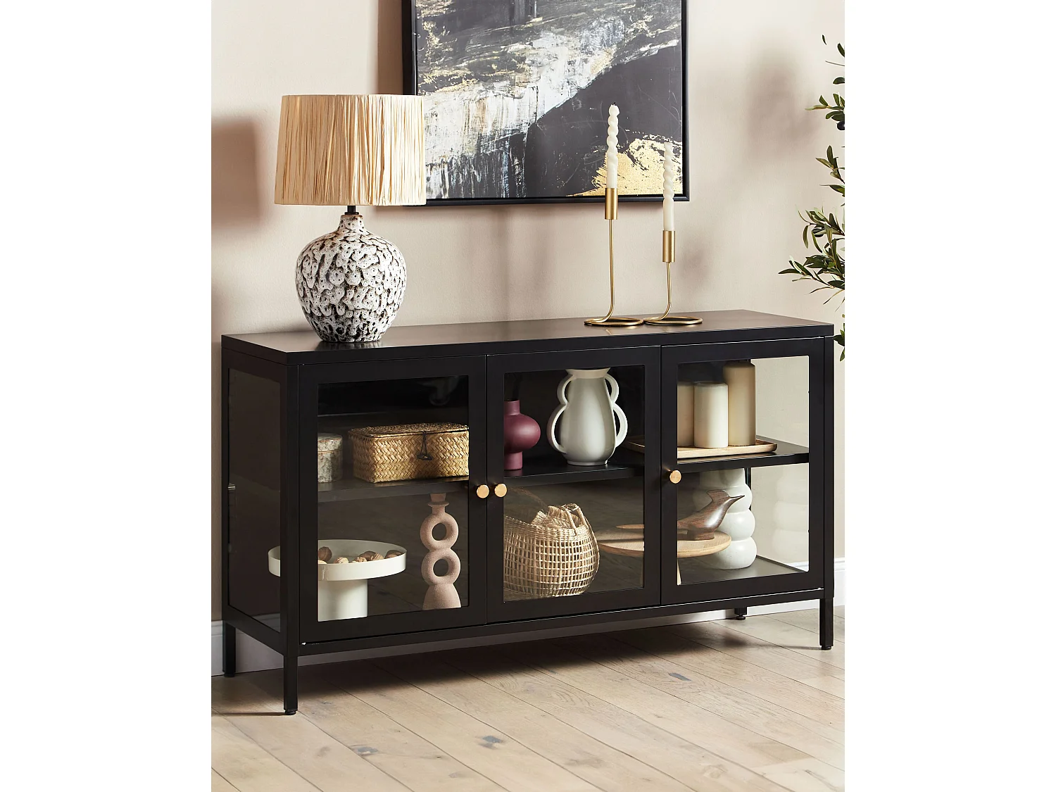 Vitrina NEWPORT Metal 115 cm Negro