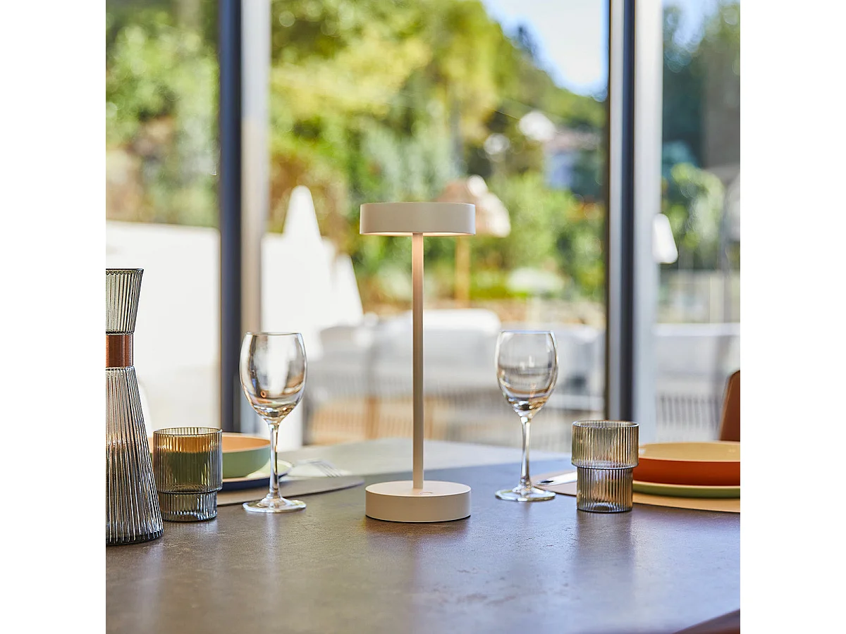 Lampe de table sans fil aluminium SANDY Blanc H33 cm