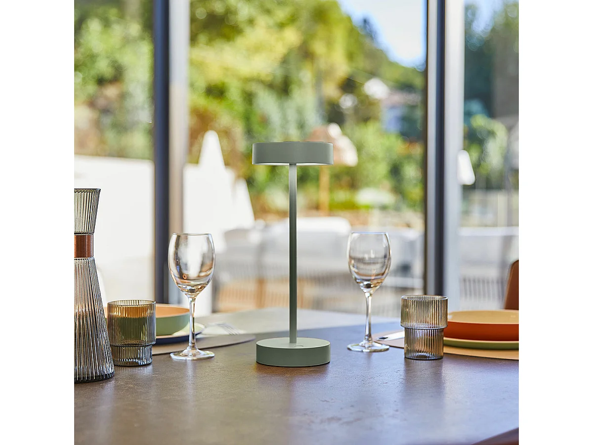 Lampe de table sans fil aluminium SANDY Vert H33 cm
