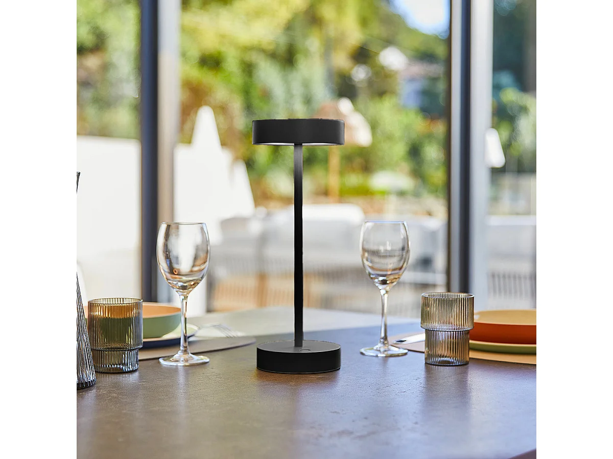 Lampe de table sans fil aluminium SANDY Noir H33 cm