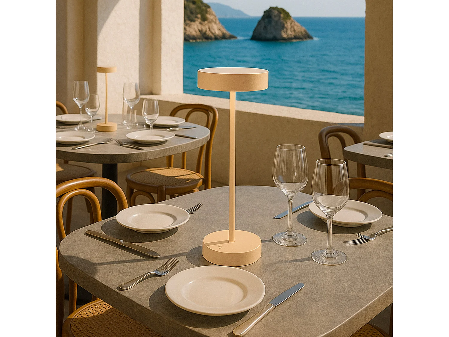 Lampe de table sans fil aluminium SANDY Sable H33 cm