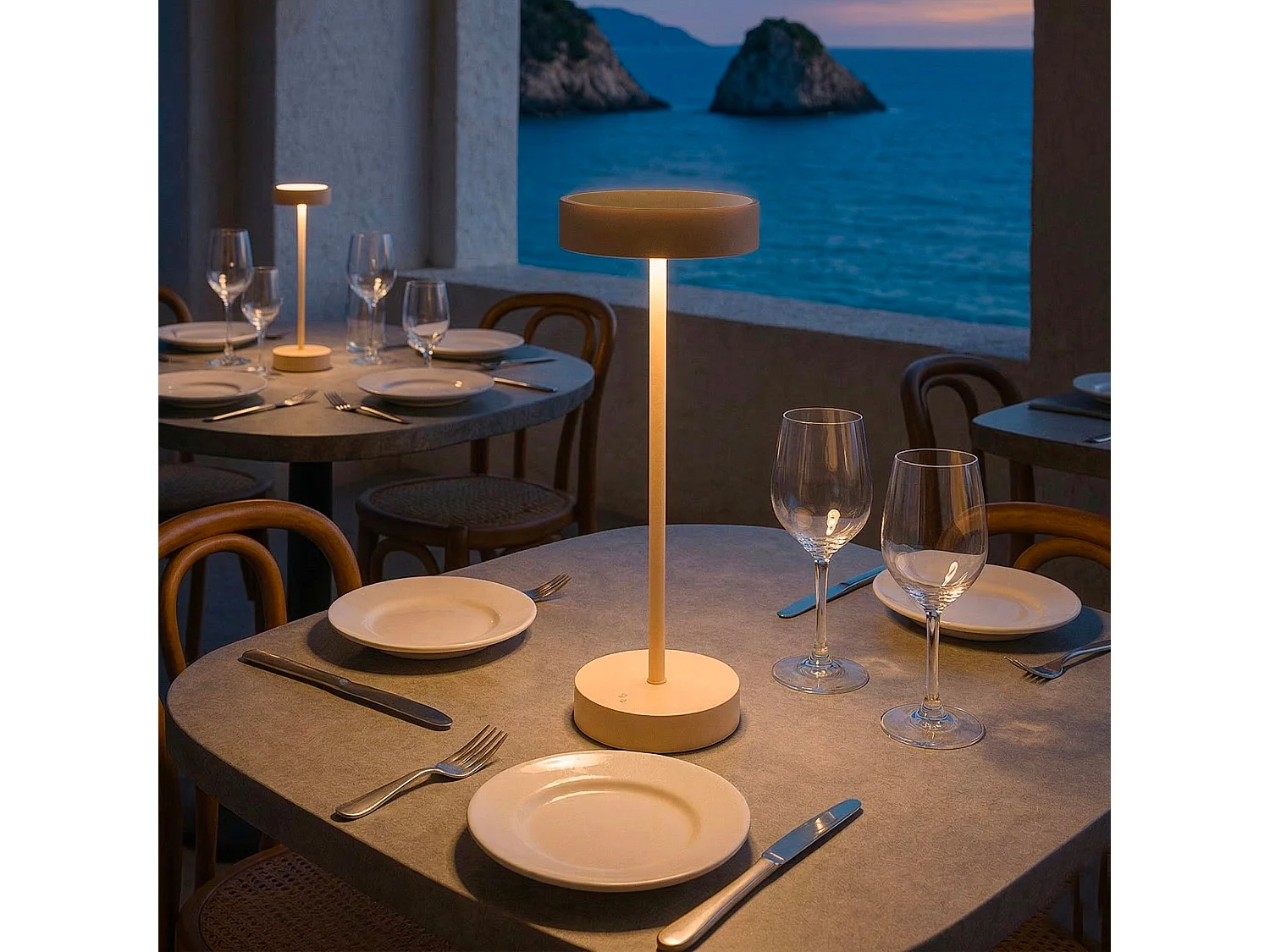 Lampe de table sans fil aluminium SANDY Sable H33 cm