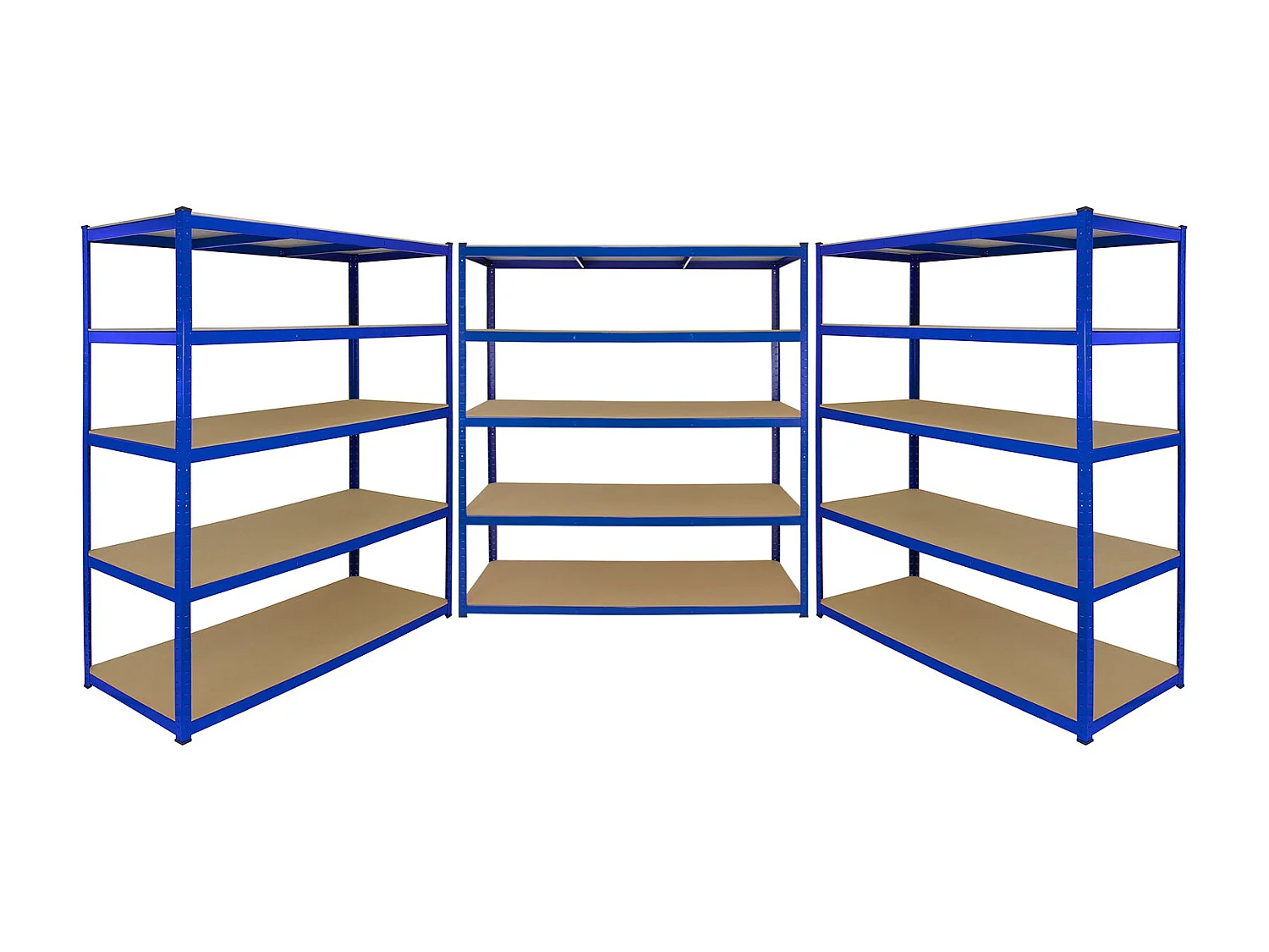 3 Scaffali T-Rax in Acciaio Senza Bulloni Blu 160cm