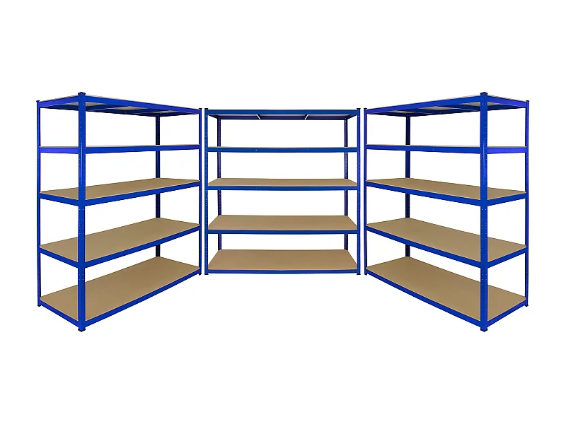 3 Scaffali T-Rax in Acciaio Senza Bulloni Blu 160cm