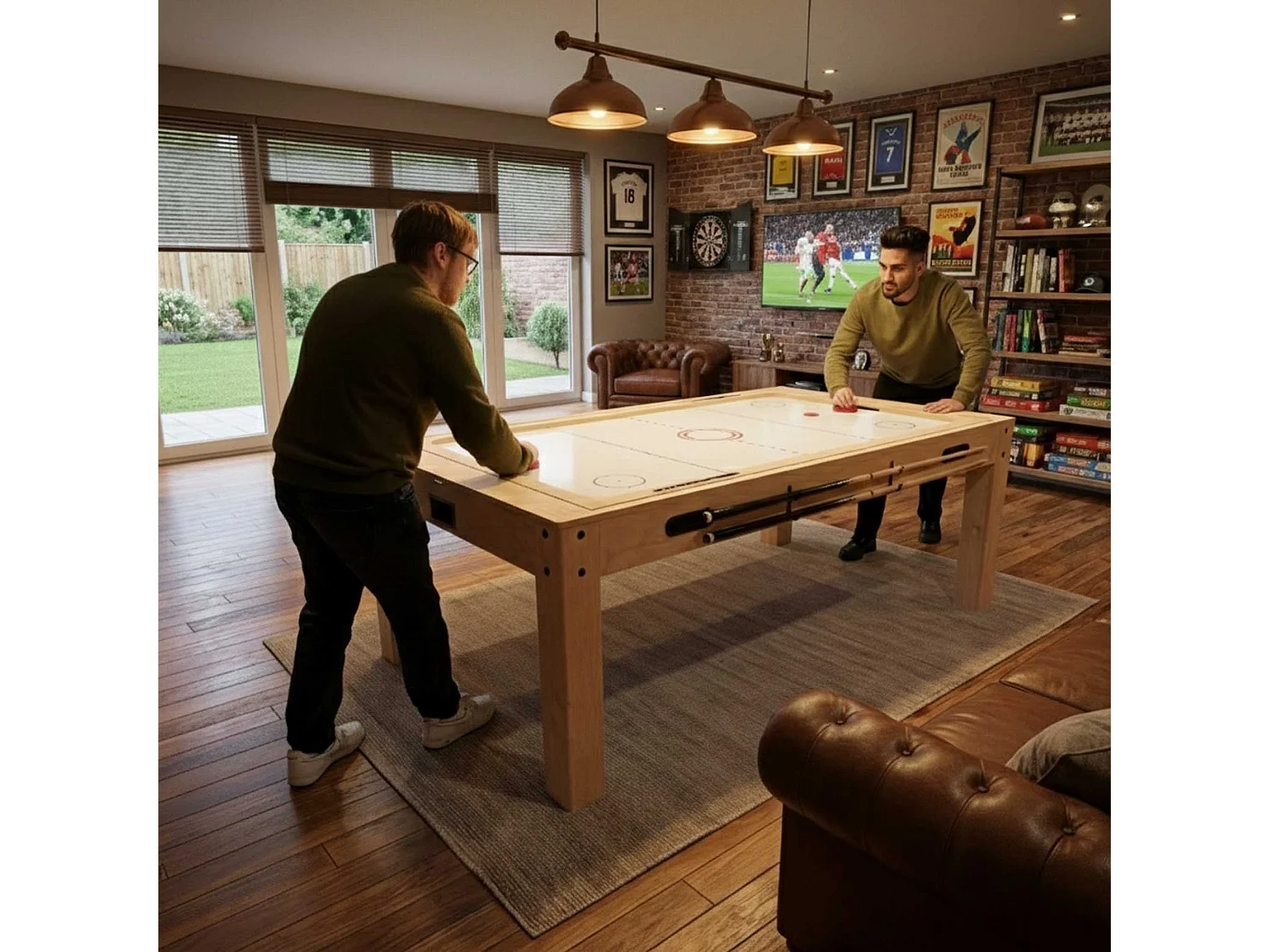 Mesa Multijuego 7 en 1 Billar Ping Pong Air Hockey Ajedrez con Accesorios