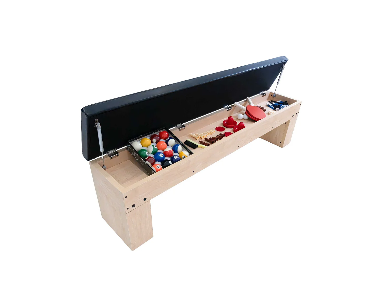 Mesa Multijogos 7 em 1 com Banco Efeito Carvalho Bilhar Pingue-Pongue Air Hockey