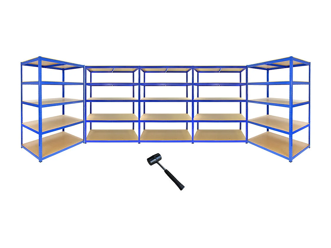 5 Scaffali T-Rax In Acciaio Senza Bulloni Blu 120cm