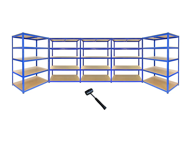 5 Scaffali T-Rax In Acciaio Senza Bulloni Blu 120cm