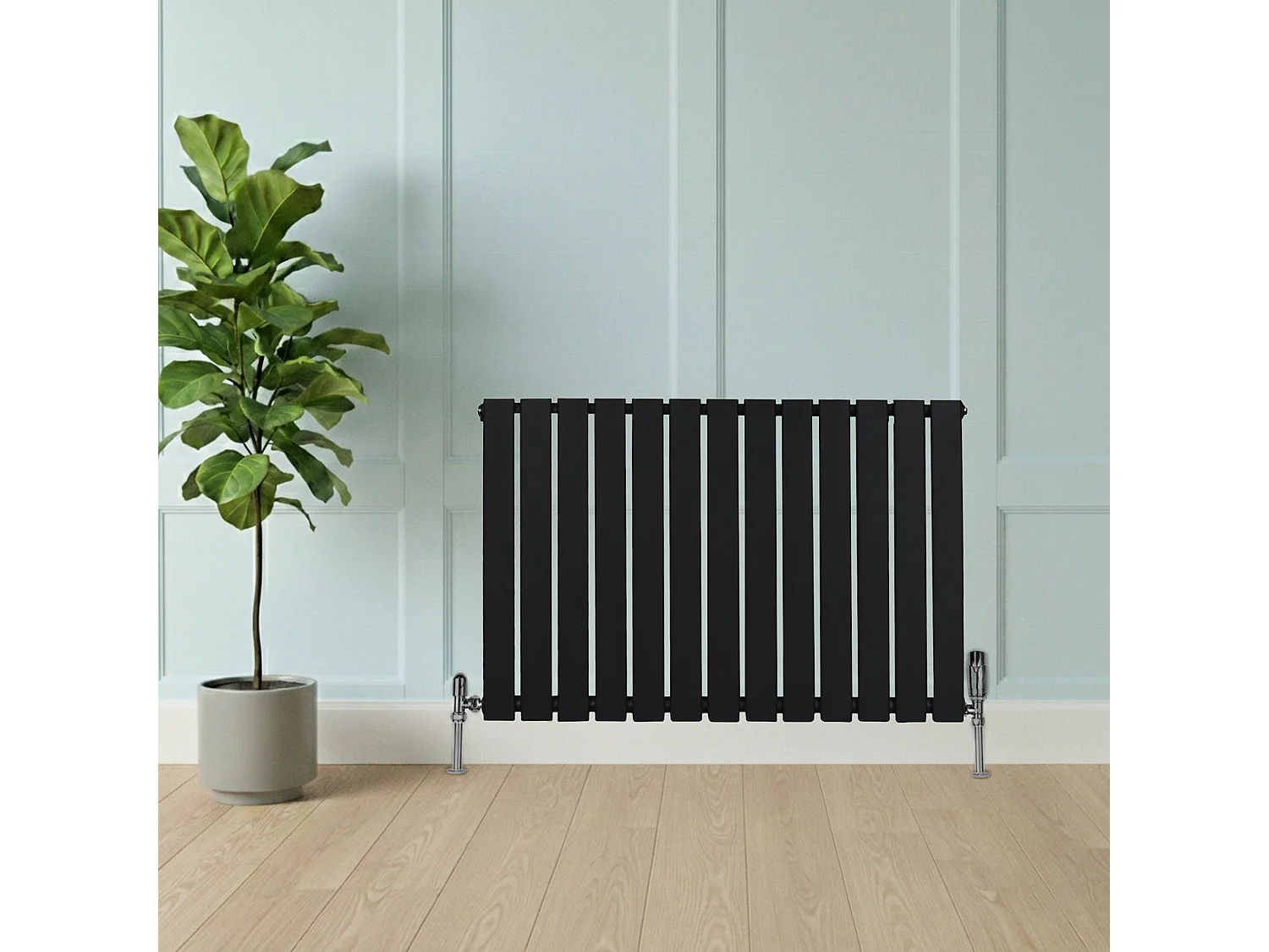 Horizontale Design Radiator Vlakke Panelen - 1 kolom - zwart - 600 x 910mm