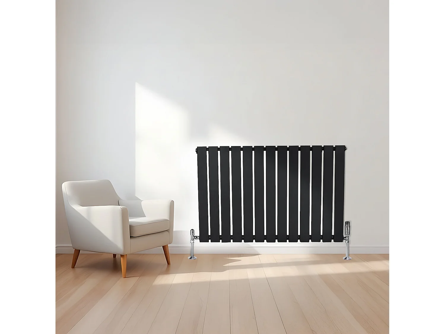 Flat enkeltsøyle-radiator - 600 x 910 mm - Svart