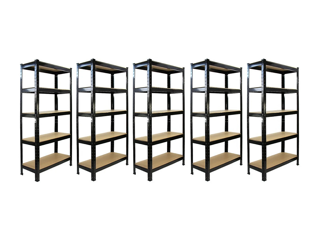 Scaffale da Garage ad Incastro T-Rax - Nero - 75cm x 30cm - 5 Pezzi