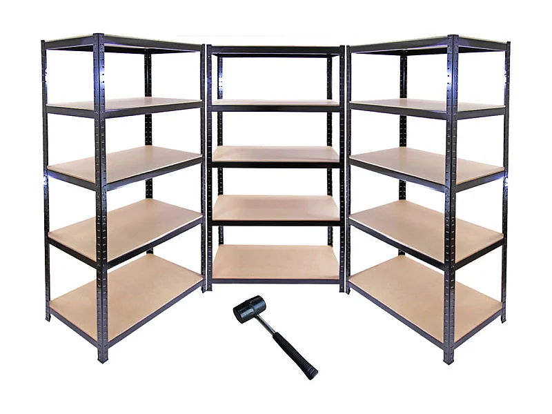 3 Scaffali T-Rax In Acciaio Senza Bulloni Neri 90cm