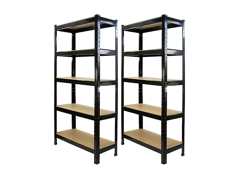 2 Scaffali T-Rax in Acciaio Senza Bulloni Neri 75cm