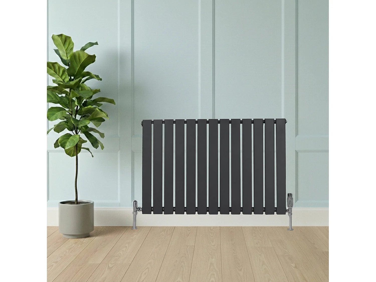 Horizontale Design Radiator Vlakke Panelen - 1 kolom - antraciet grijs - 600 x 910mm