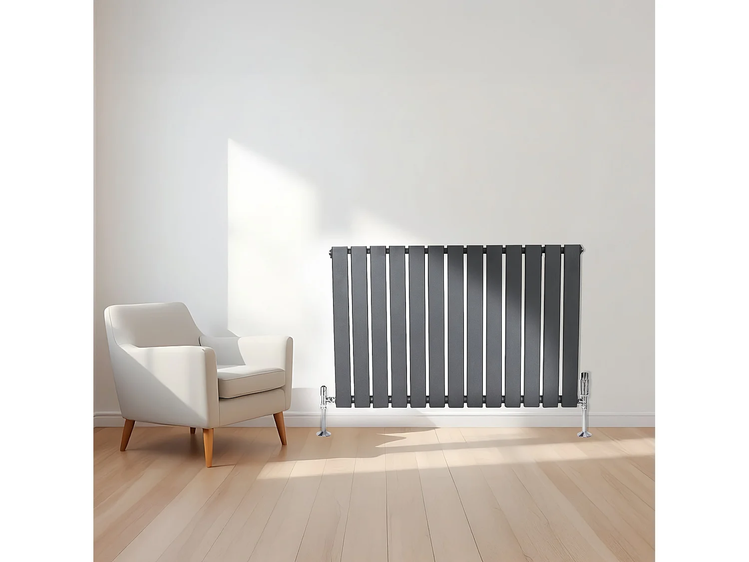 Flat enkeltsøyle-radiator - 600 x 910 mm - antrasittgrå