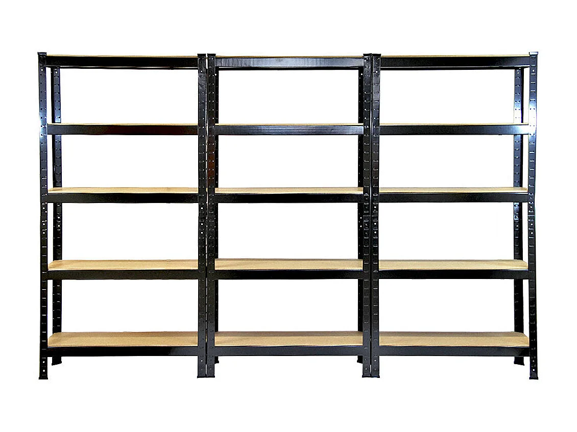 6 Scaffali T-Rax in Acciaio Senza Bulloni Neri 75cm