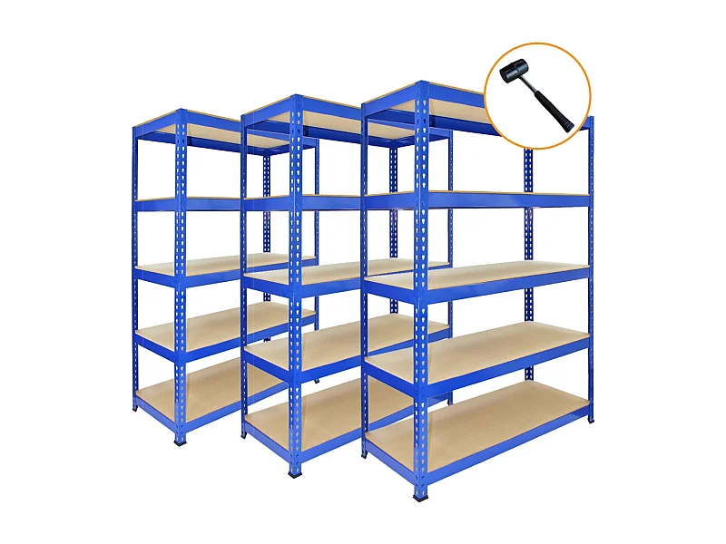 Scaffale da Garage ad Incastro Q-Rax - Blu - 90cm x 50cm - 3 Pezzi con Martello