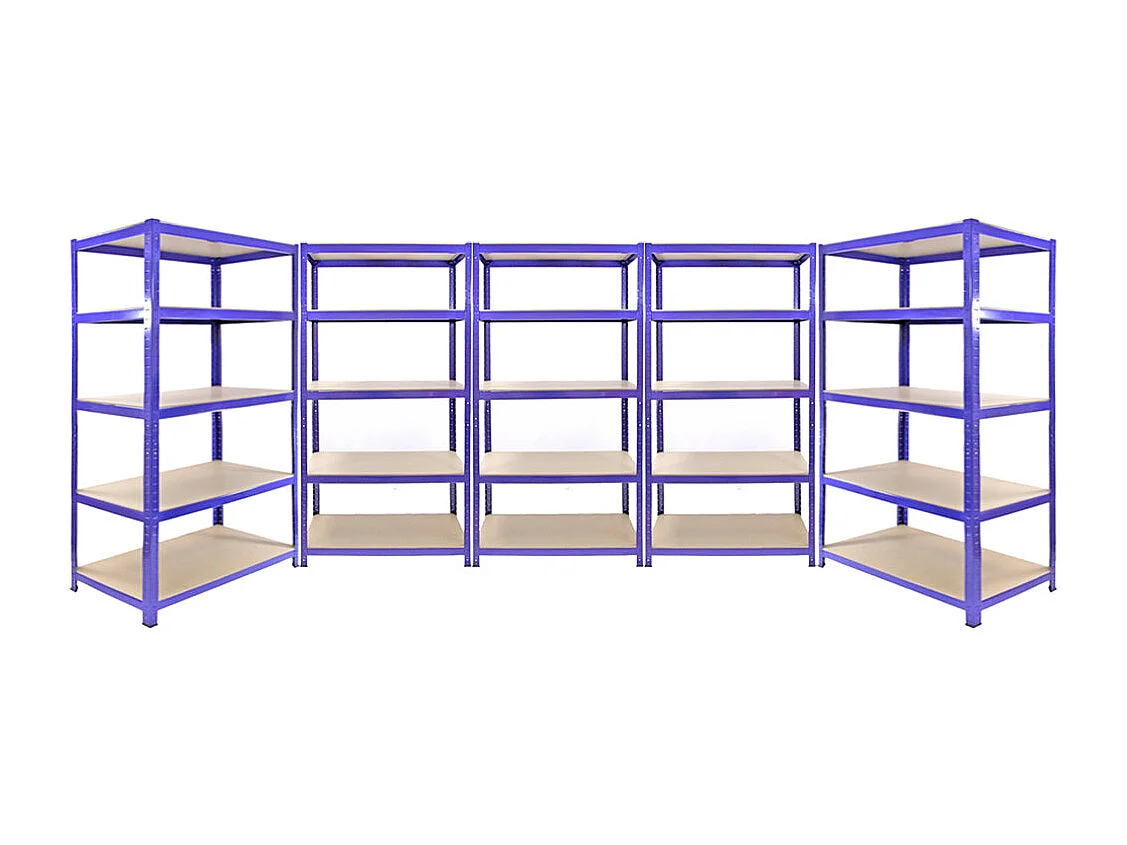 Scaffale da Garage ad Incastro Q-Rax - Blu - 3 Scaffali da 90cm e 2 Scaffali da 120cm