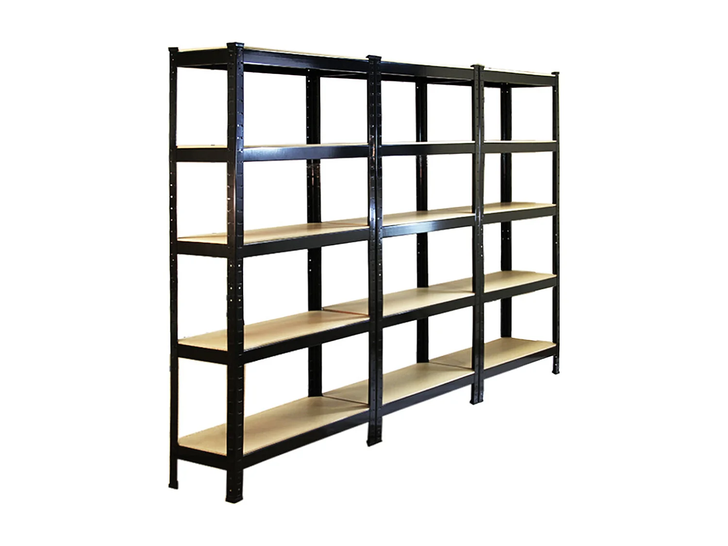 3 Scaffali T-Rax in Acciaio Senza Bulloni Neri 75cm