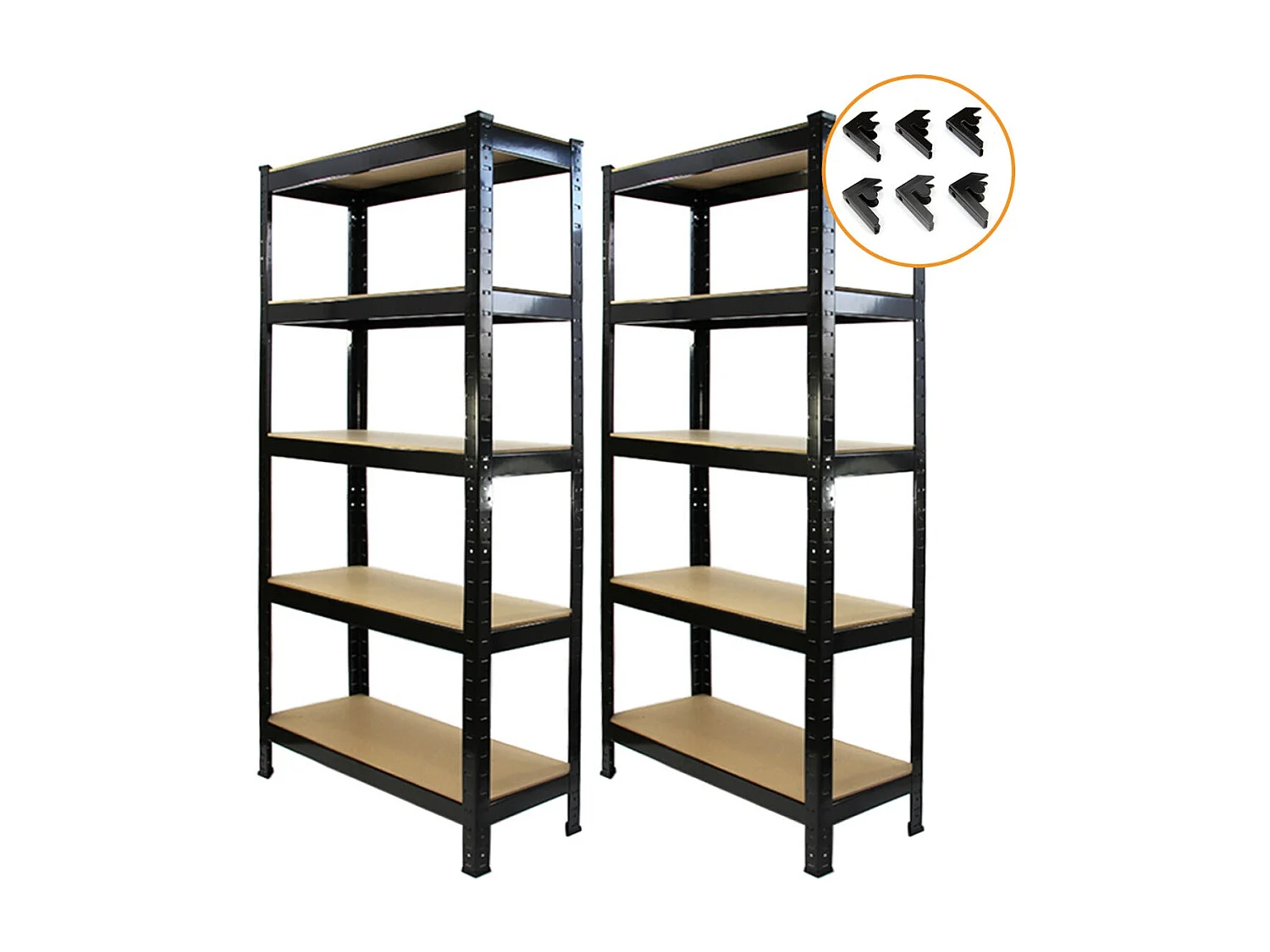 Scaffale da Garage ad Incastro T-Rax - Nero - 75cm x 30cm - 2 Pezzi con Connettori Gratis