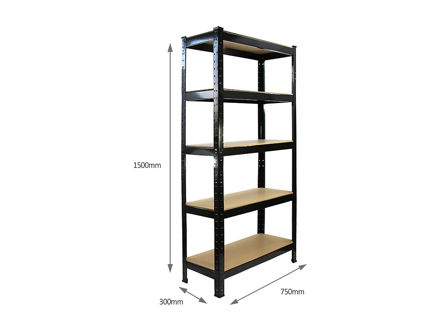 Scaffale da Garage ad Incastro T-Rax - Nero - 75cm x 30cm - 2 Pezzi con Connettori Gratis