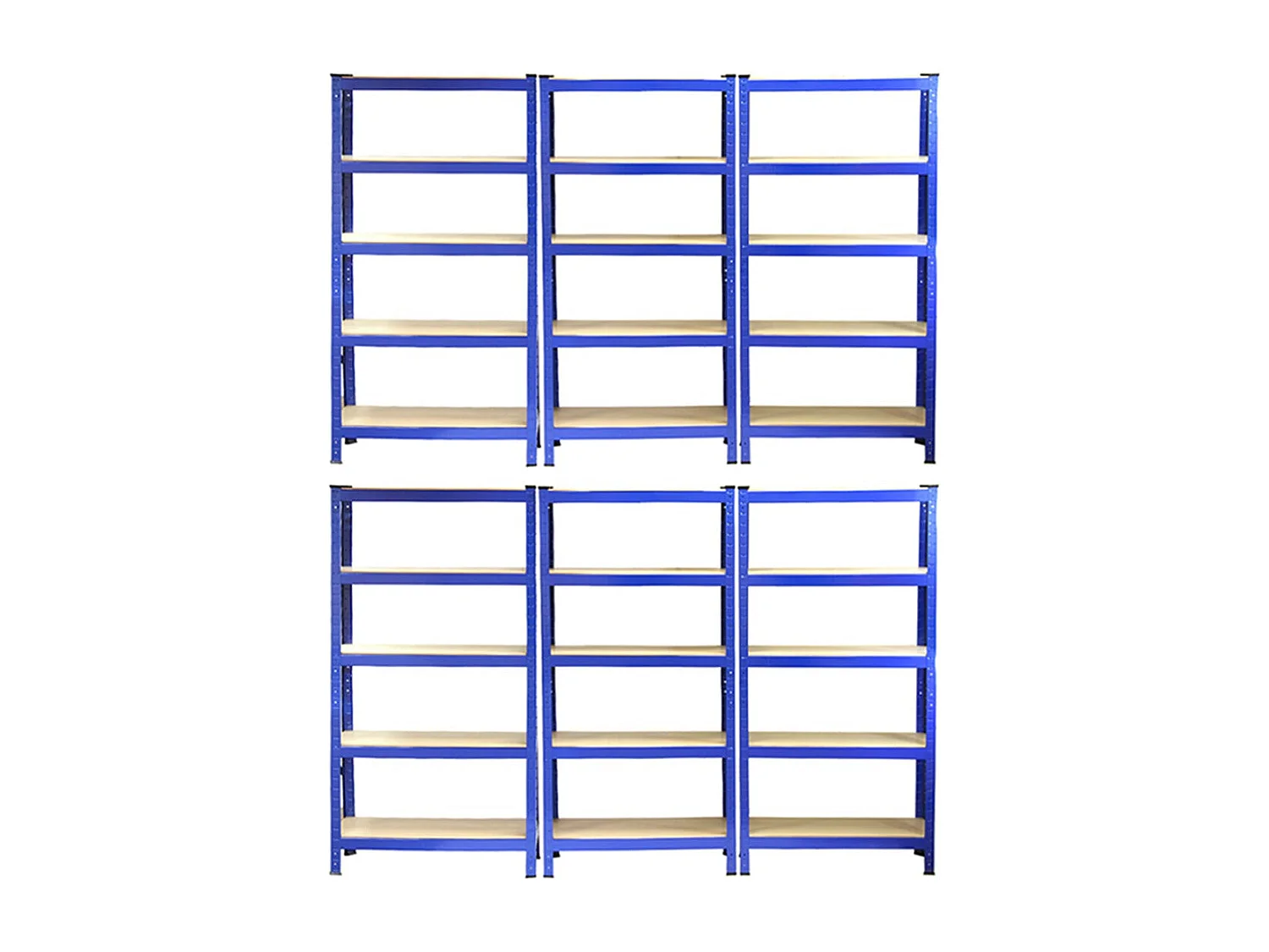 6 Scaffali T-Rax In Acciaio Senza Bulloni Blu 75cm
