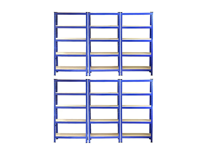 6 Scaffali T-Rax In Acciaio Senza Bulloni Blu 75cm