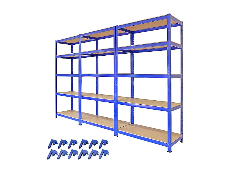 Scaffale da Garage ad Incastro T-Rax - Blu - 90cm x 45cm - 3 Pezzi con Connettori