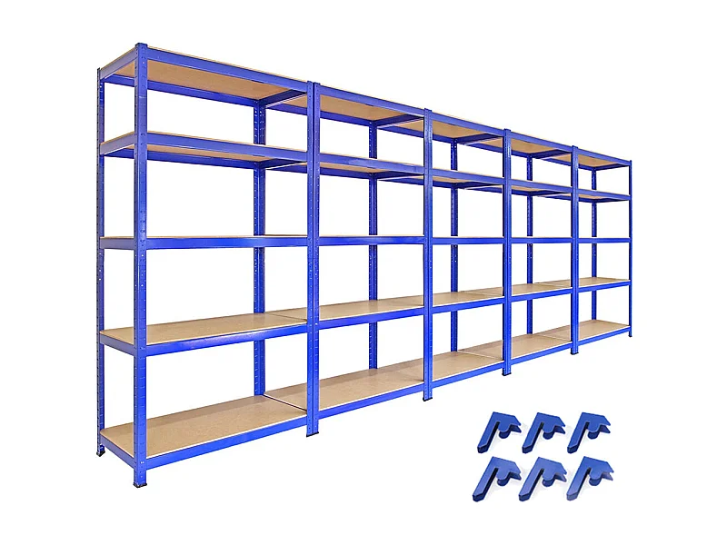 Scaffale da Garage ad Incastro T-Rax - Blu - 90cm x 45cm - 5 Pezzi con Connettori