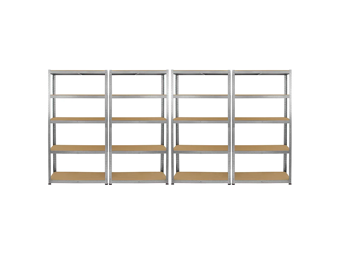Lot de 4 Etagères de Rangement de 90cm 1 Etagère d'Angle Galwix Acier Galvanisé