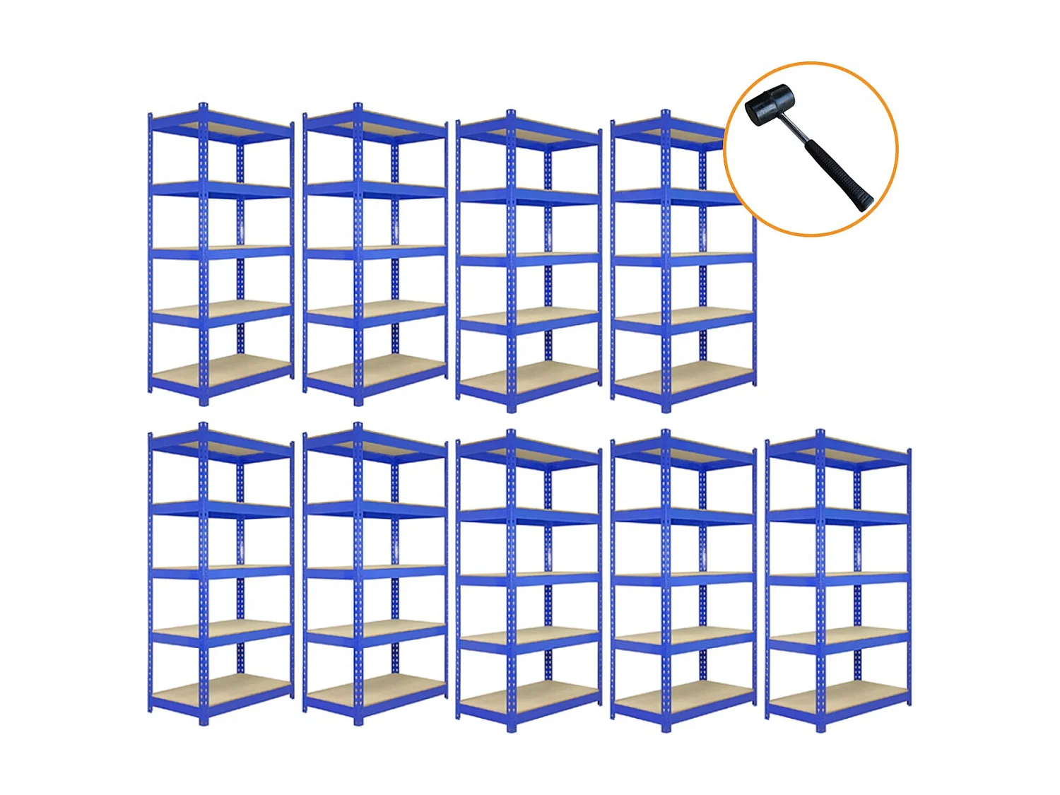 Scaffale da Garage ad Incastro T-Rax - Blu - 90cm x 45cm - 9 Pezzi