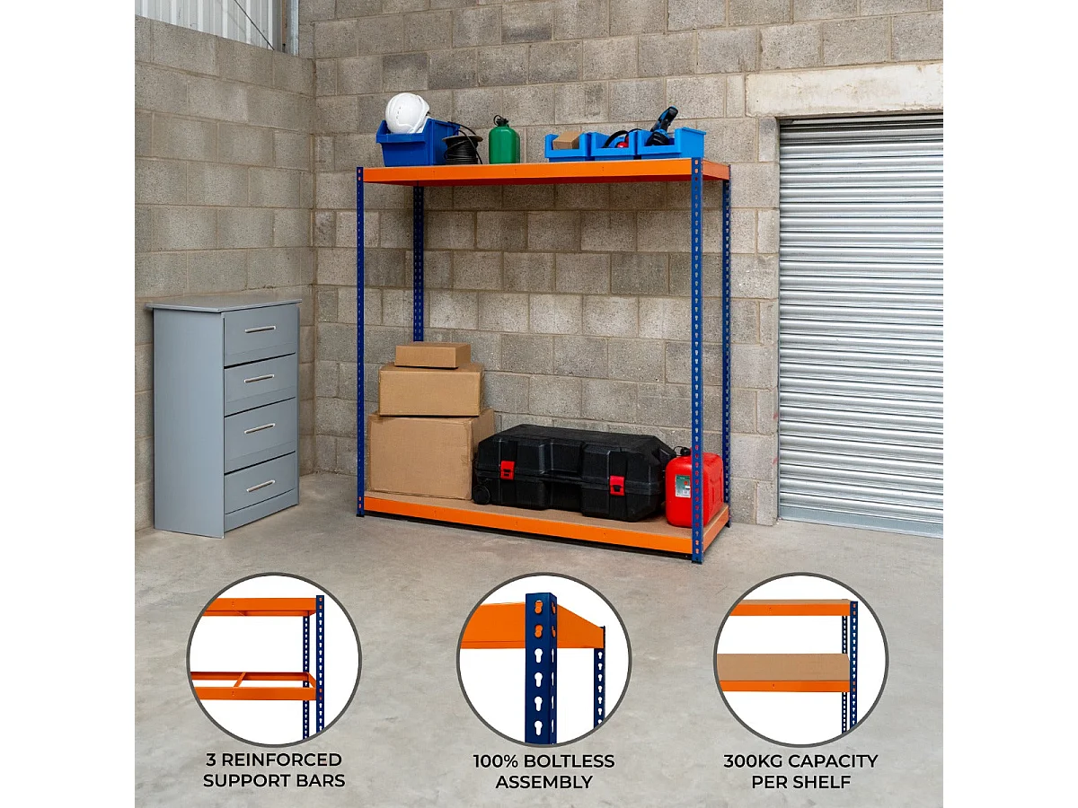 Scaffalatura a 2 Ripiani - S-Rax - 180 cm x 180 cm x 60 cm