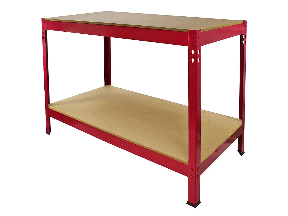 Établi d'Atelier Table Travail Rouge Acier Montage Sans Boulons 90 x 120 x 60 cm