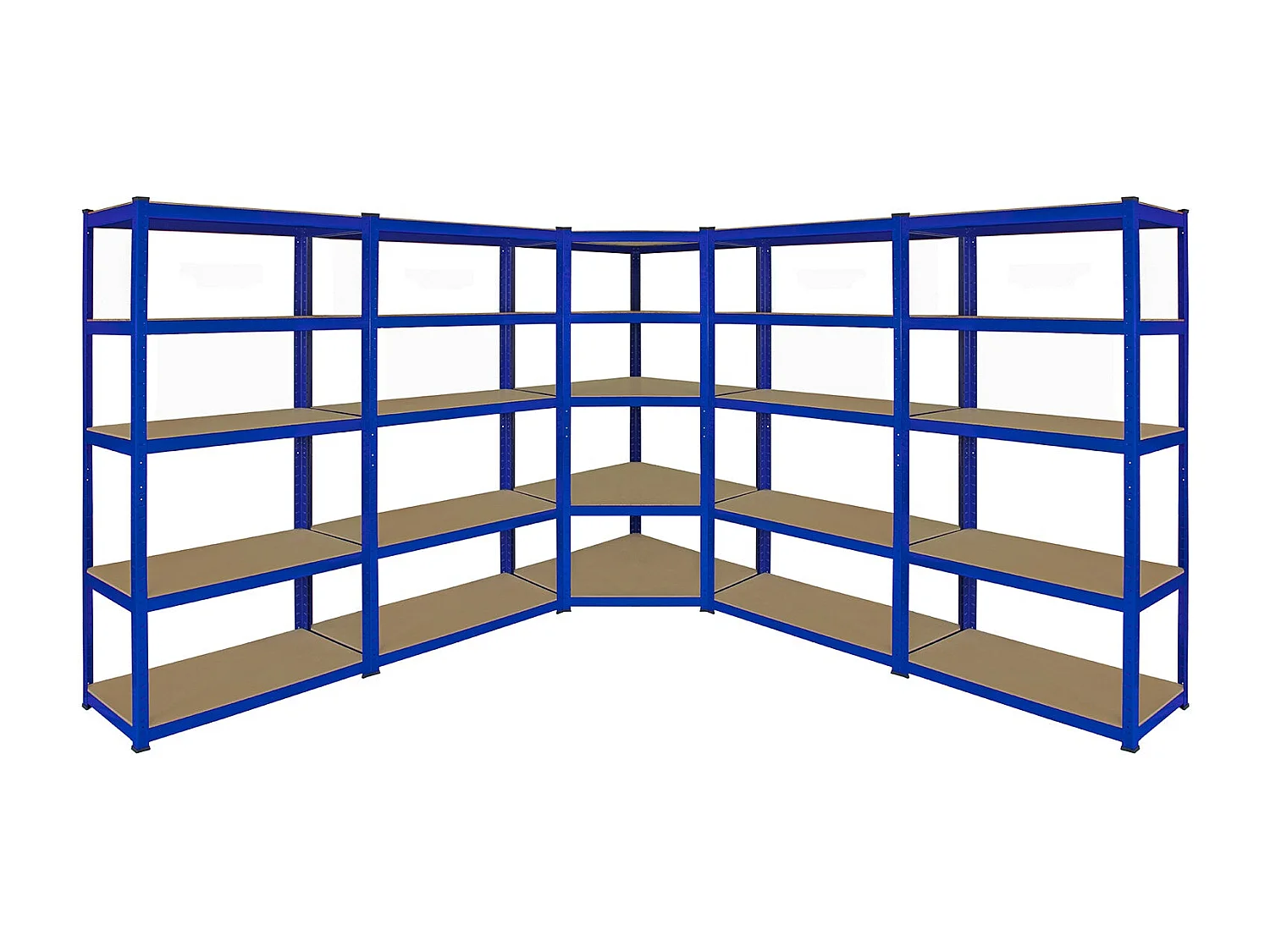 1 Scaffale Ad Angolo & 4 Scaffali T-Rax In Acciaio Senza Bulloni Blu 90cm